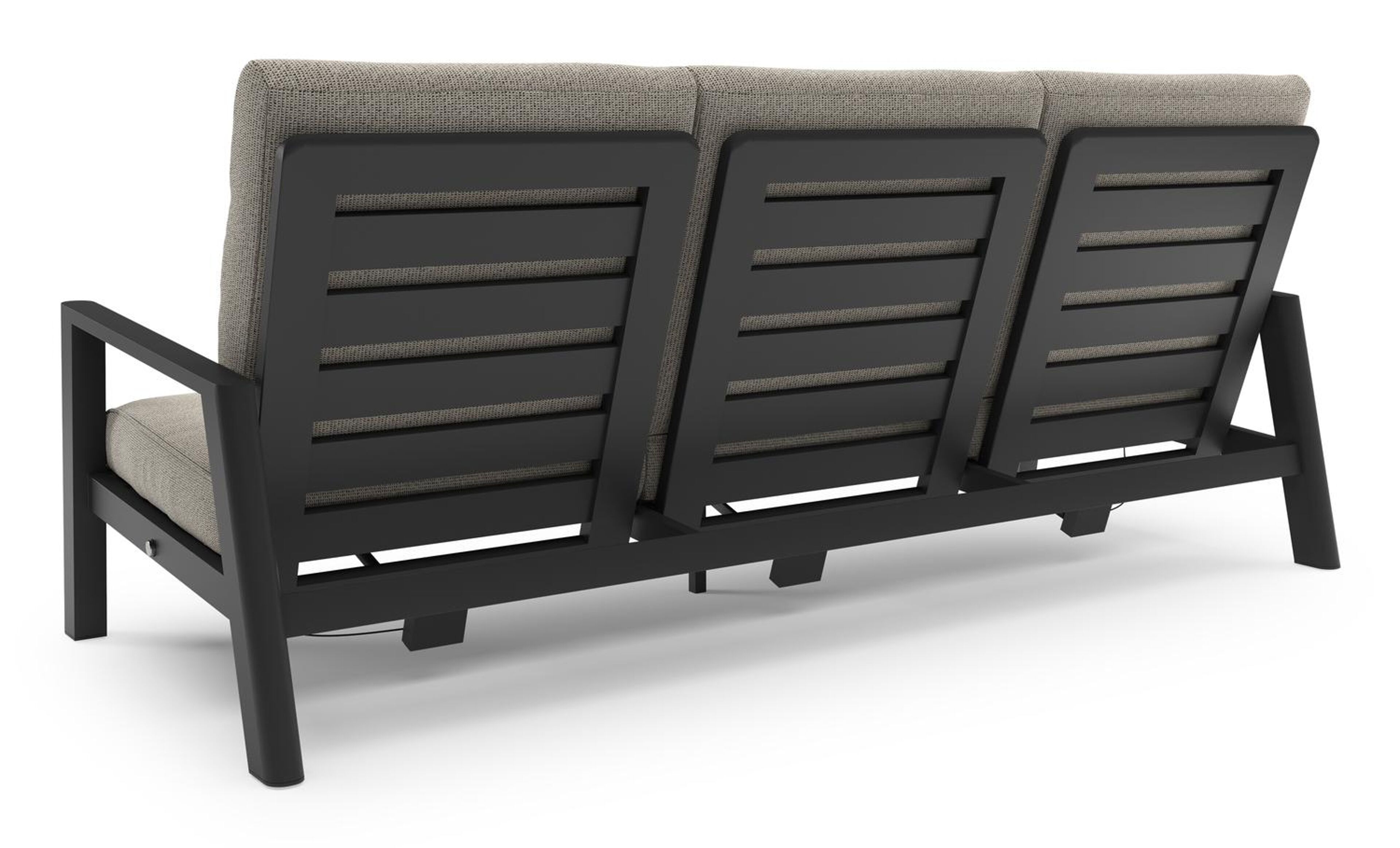 Salon de jardin Cirello en aluminium noir et coussins en all weather solica firenze sand