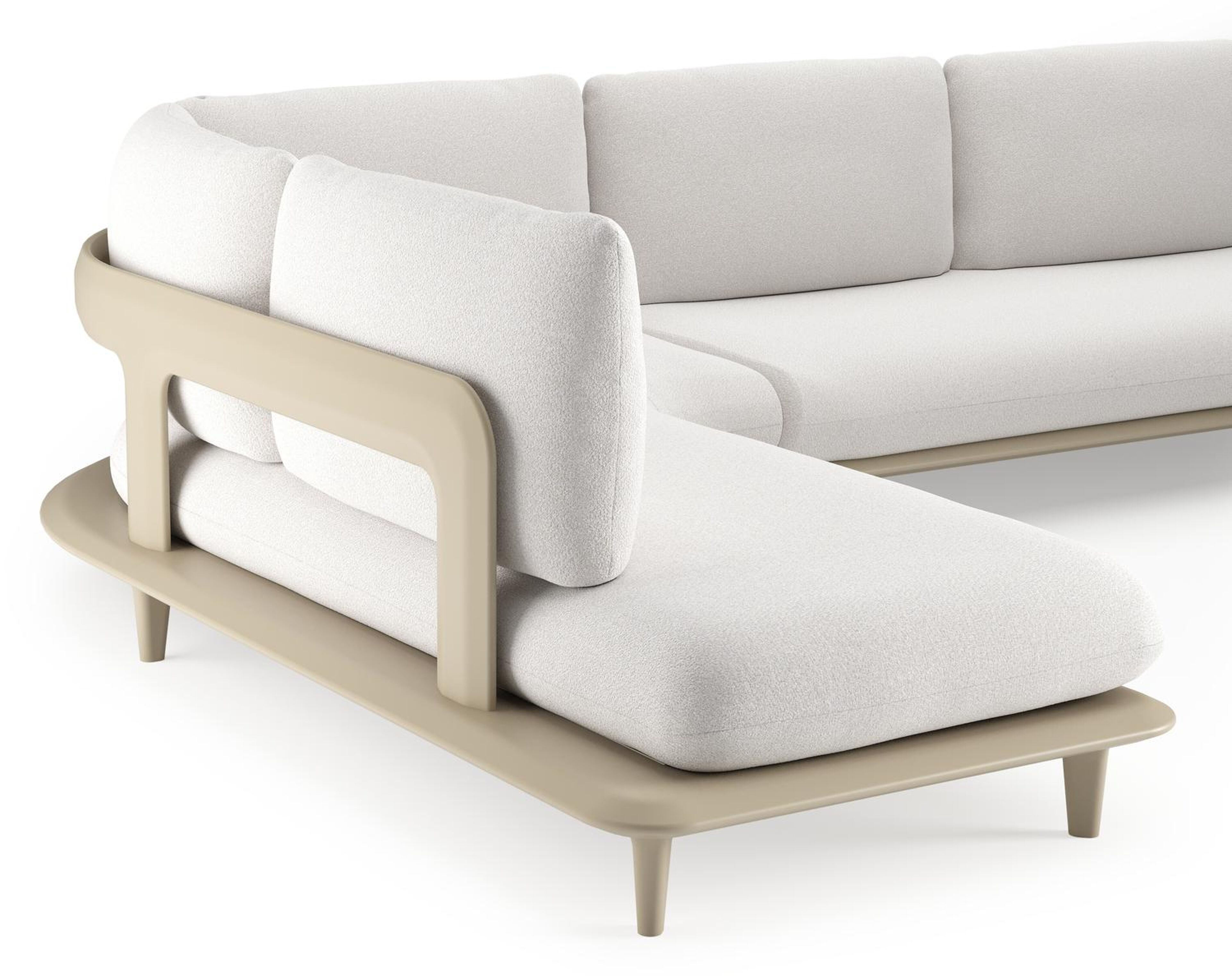 Salon de jardin d'angle Bomero en aluminium beige et coussins en all weather solica soul optik