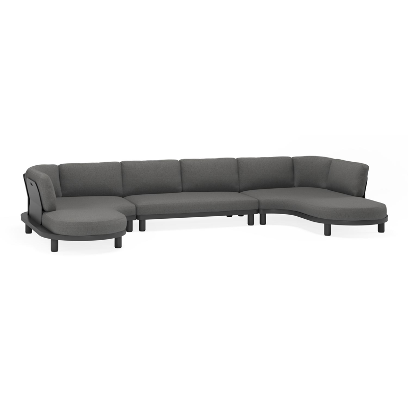 Donato loungehoek in zwart aluminium en met zori sake all weather sunbrella® luxe kussens