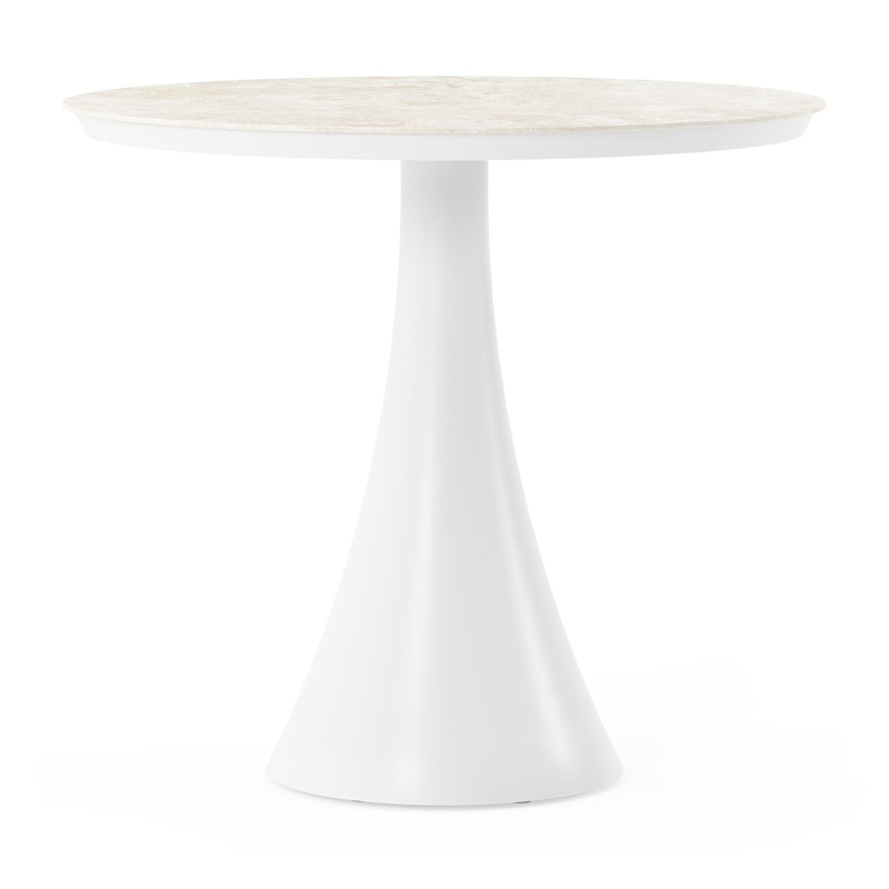 Fano tuintafel rond in wit aluminium en volkeramiek Rapolano dia. 85 cm