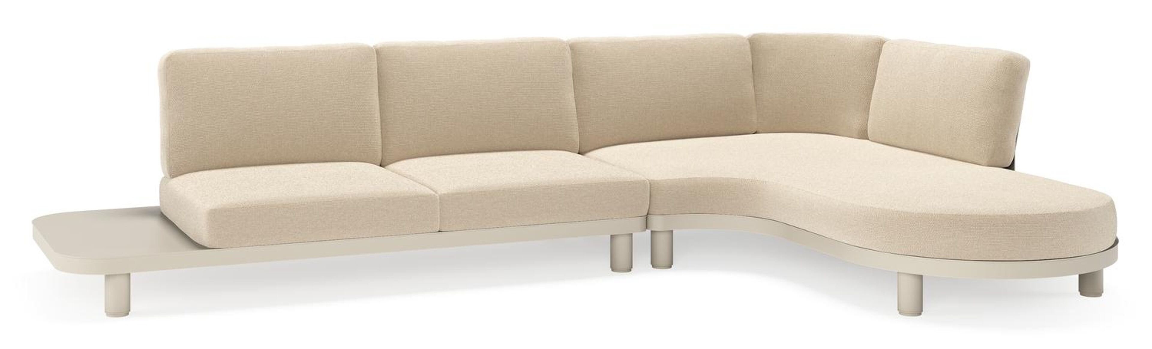 Salon de jardin d'angle Donato en aluminium beige et coussins en all weather cosytica althea chalk