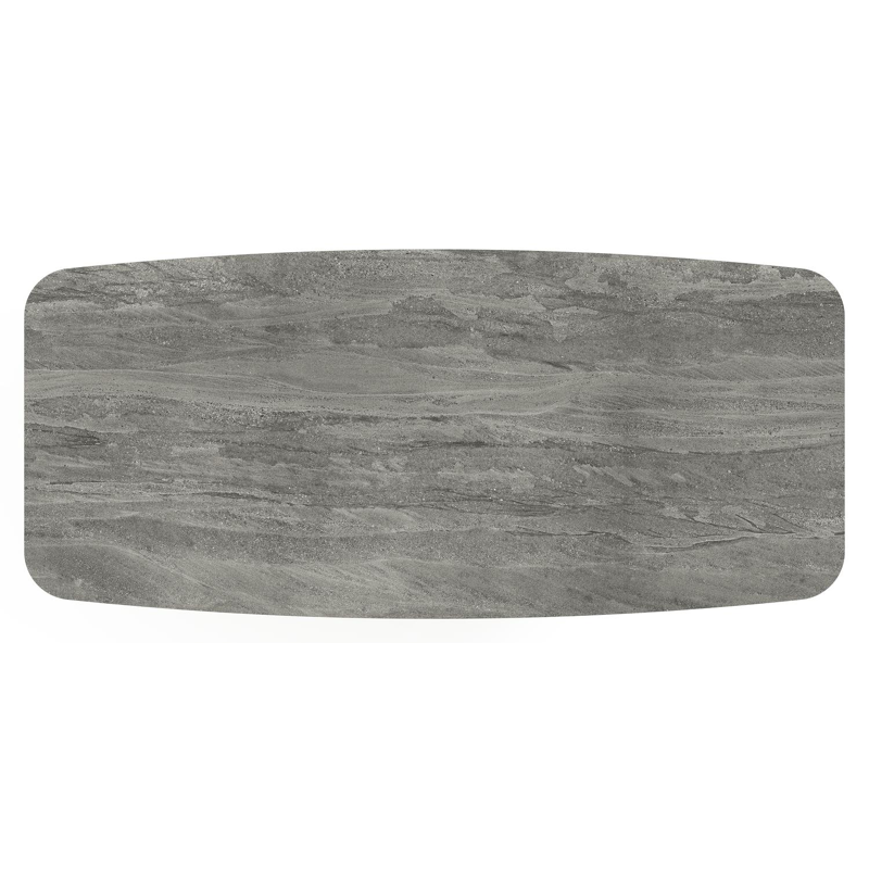 Lacrima tuintafel bootvorm in beige aluminium en volkeramiek Aspen Grey - L 255 x B 115 x H 74 cm