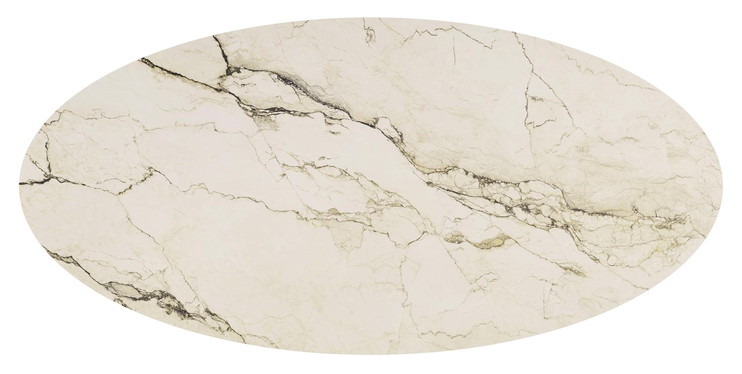 Table de jardin Amico oval en aluminium blanc et céramique pleine Colorado Dunes - Lg. 260 x Lrg. 125 x Haut. 73.5 cm