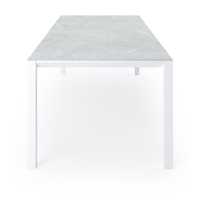 Table de jardin Malito en aluminium blanc et céramique pleine zaha stone - Lg 240 x Larg. 100 x H 75,5 cm