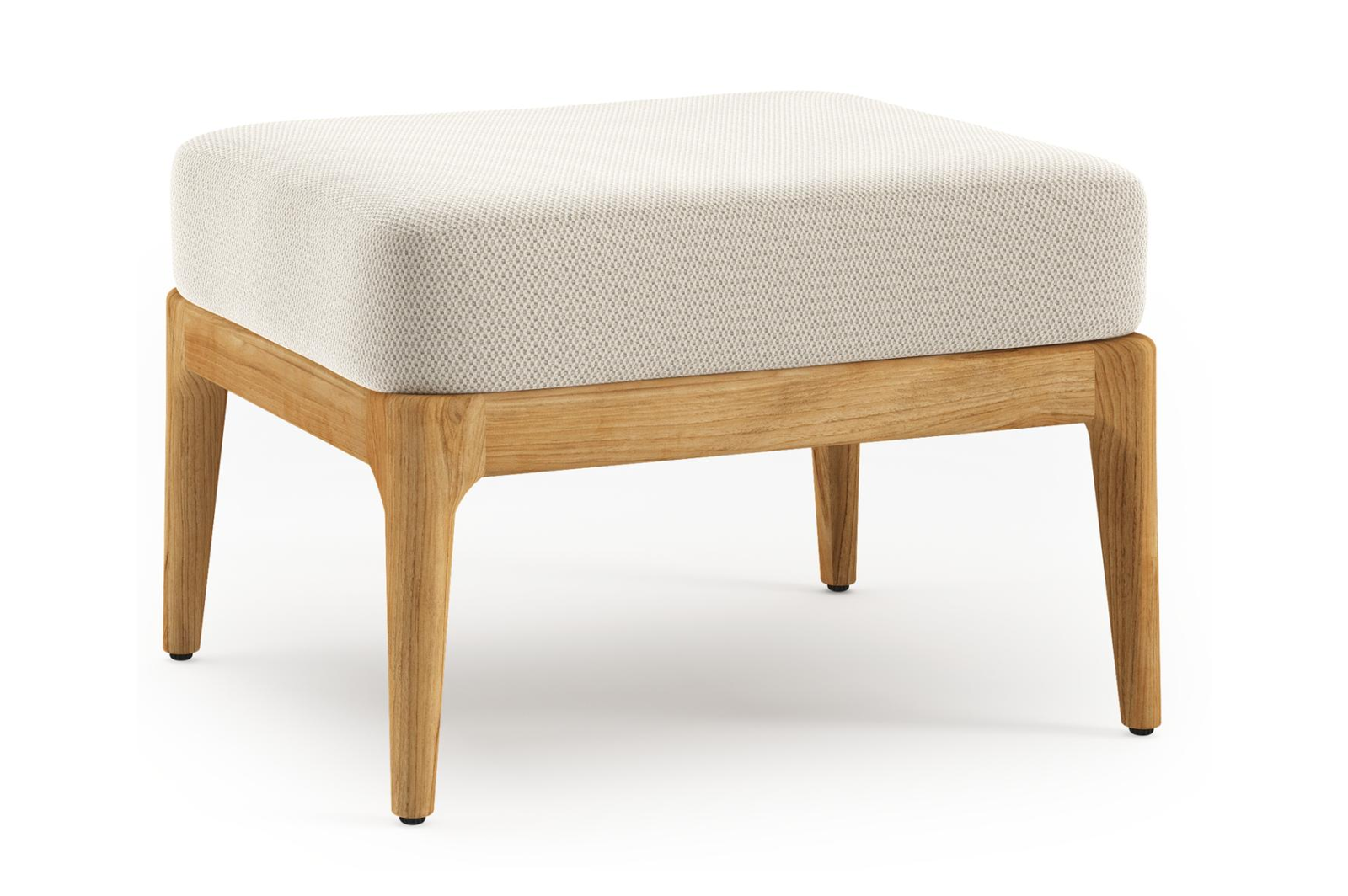 Orso poef in teak textilene met lopi marble all weather sunbrella® luxe kussen