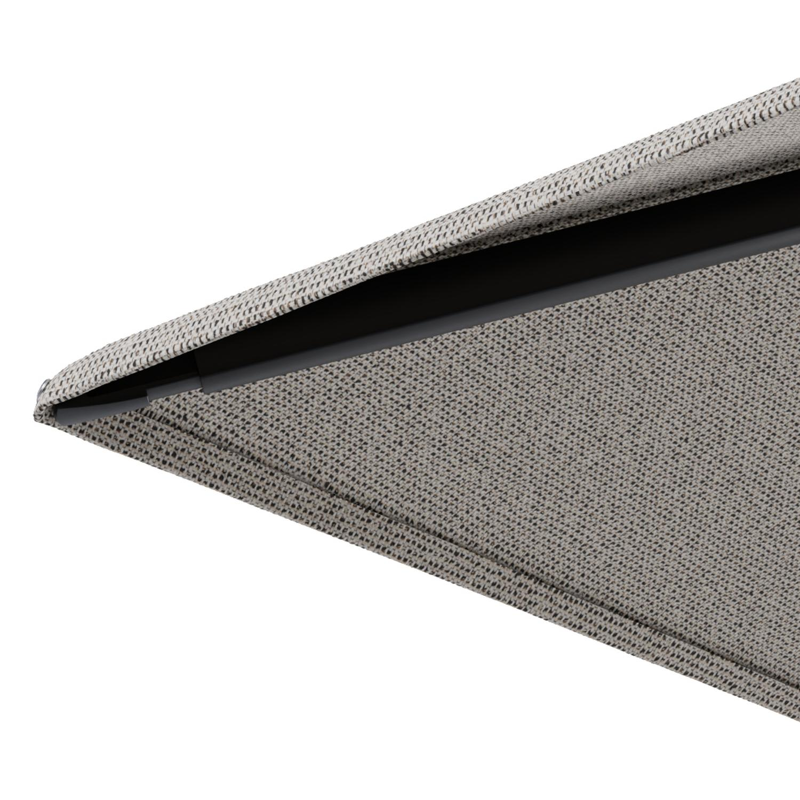 Minore zweefparasol met tiltfunctie in zwart aluminium en Firenze Sand All Weather Solica parasoldoek - L1 280 x L2: 370 cm met parasolvoet Minore 260 kg met wielen