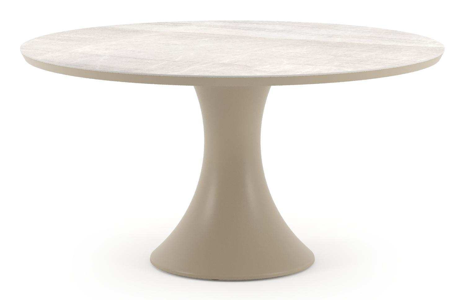 Fano tuintafel rond in beige aluminium en volkeramiek Taj Mahal - Dia. 148 x H 74 cm