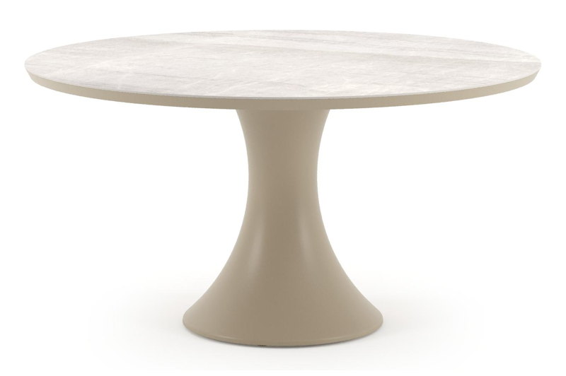 Fano tuintafel rond in beige aluminium en volkeramiek Taj Mahal - Dia. 148 x H 74 cm
