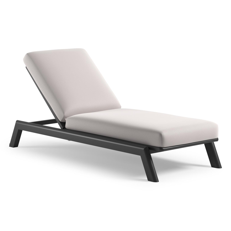 Cirello verstelbaar ligbed met pompsysteem in zwart aluminium met savane whisper all weather Sunbrella® luxe kussen