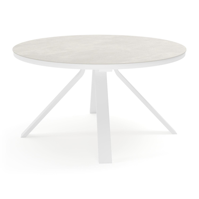 Table de jardin Cesano en aluminium blanc et céramique pleine new york - Dia. 148 x H 74,5 cm