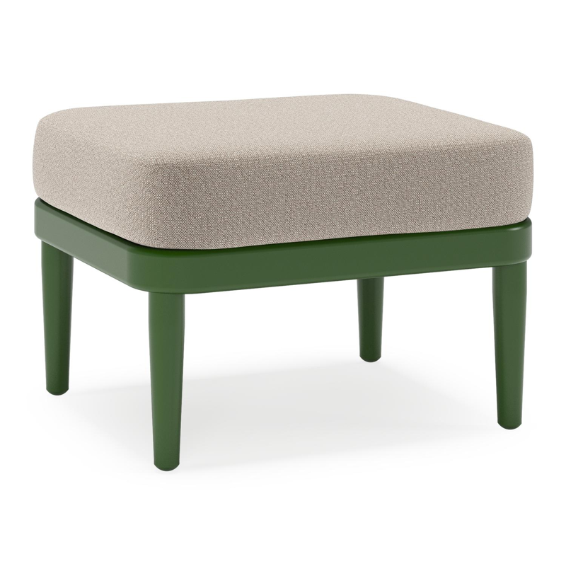 Orso poef in groen aluminium met Savane Coconut all weather sunbrella® luxe kussen