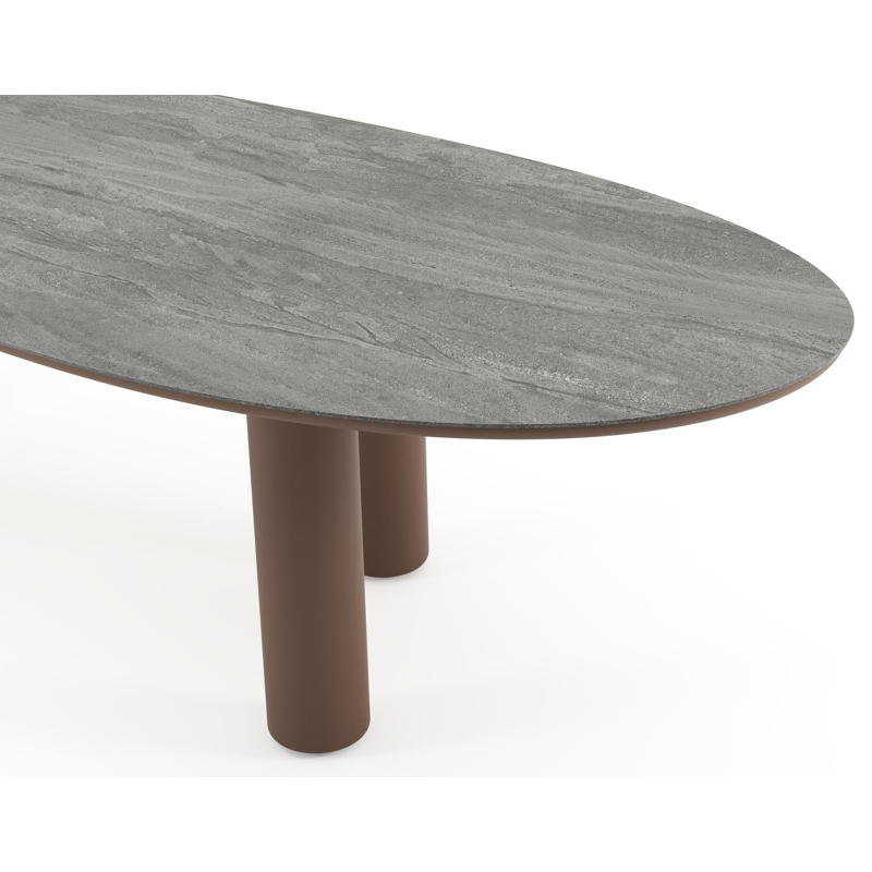 Table de jardin Amico organique en taupe aluminium et céramique pleine Aspen Grey - Lg. 320 x Lrg. 120 x Haut. 73.5 cm