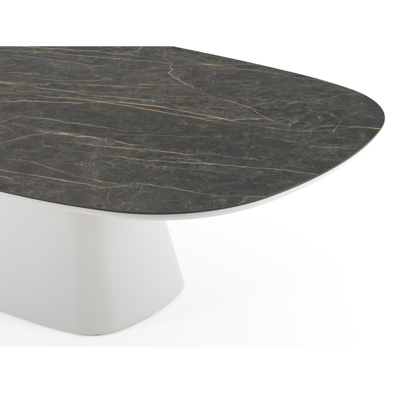 Amico tuintafel bombo xl in wit aluminium en volkeramiek Black Obsession - L 270 x B 148 x H 73.5 cm