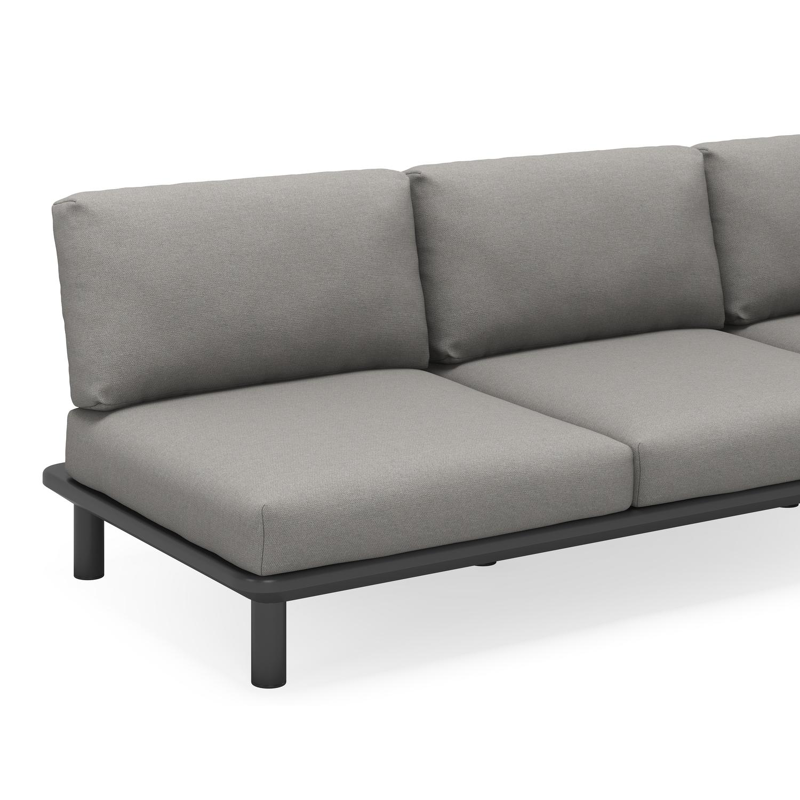 Fano loungebank 3-zit in zwart aluminium met grijs weather+ softtouch kussen