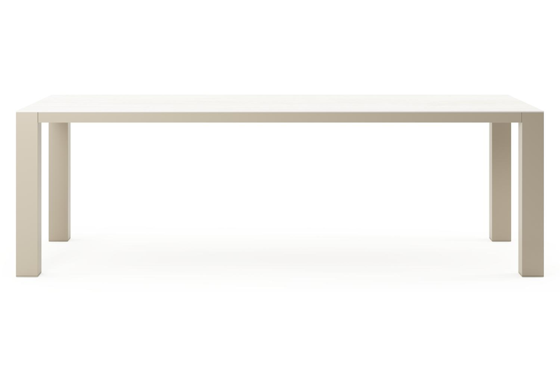 Table de jardin Nano rectangulaire en aluminium beige et céramique pleine Calista Lg. 240 x Lrg. 100 x Haut. 75 cm