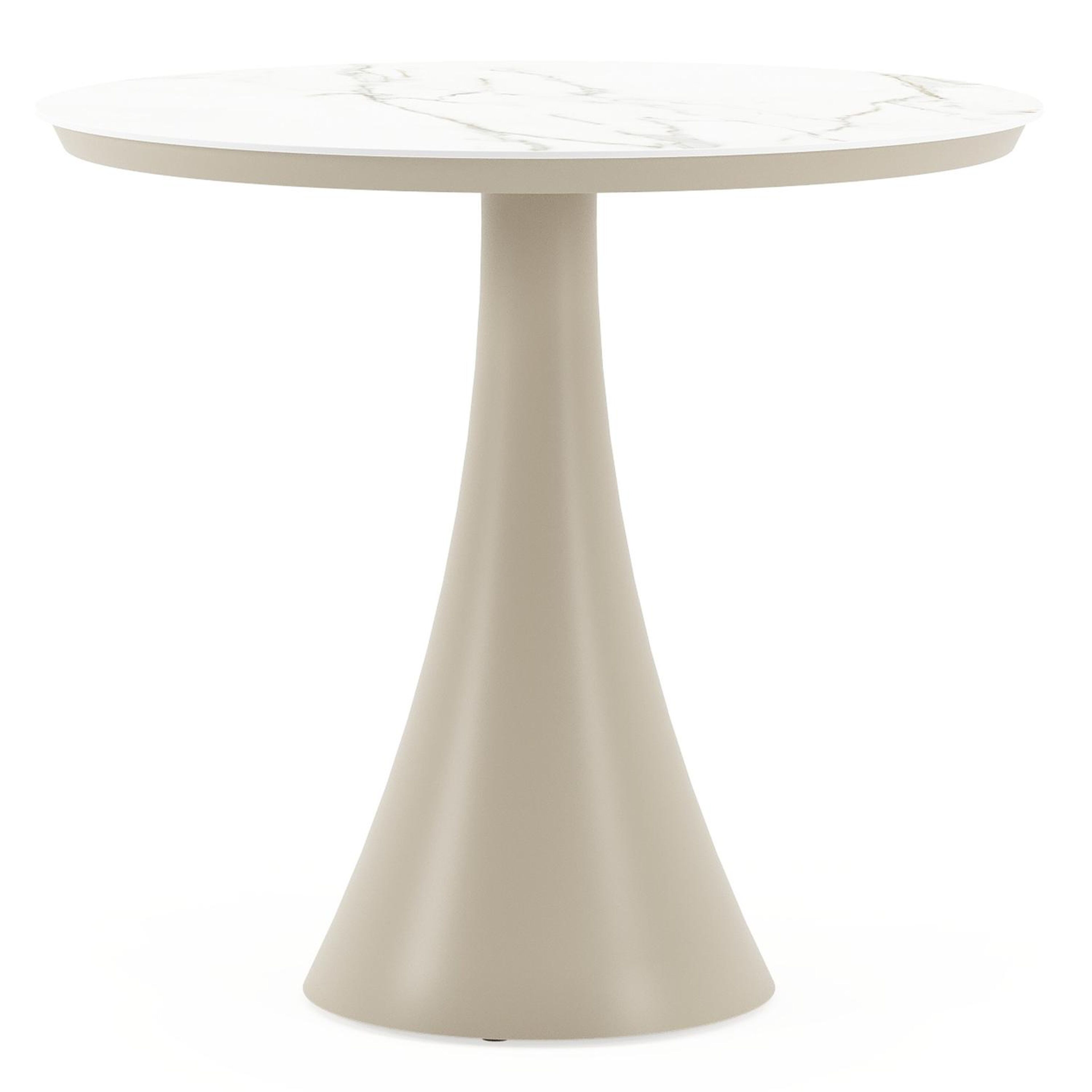 Fano tuintafel rond in beige aluminium en volkeramiek Calacatta - Dia. 85 x H 75 cm