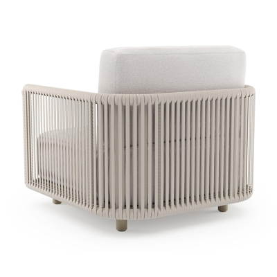 Organo loungestoel in beige aluminium en beige verticaal geweven luxe vlakke rope met ego eggshell all weather Solica kussen