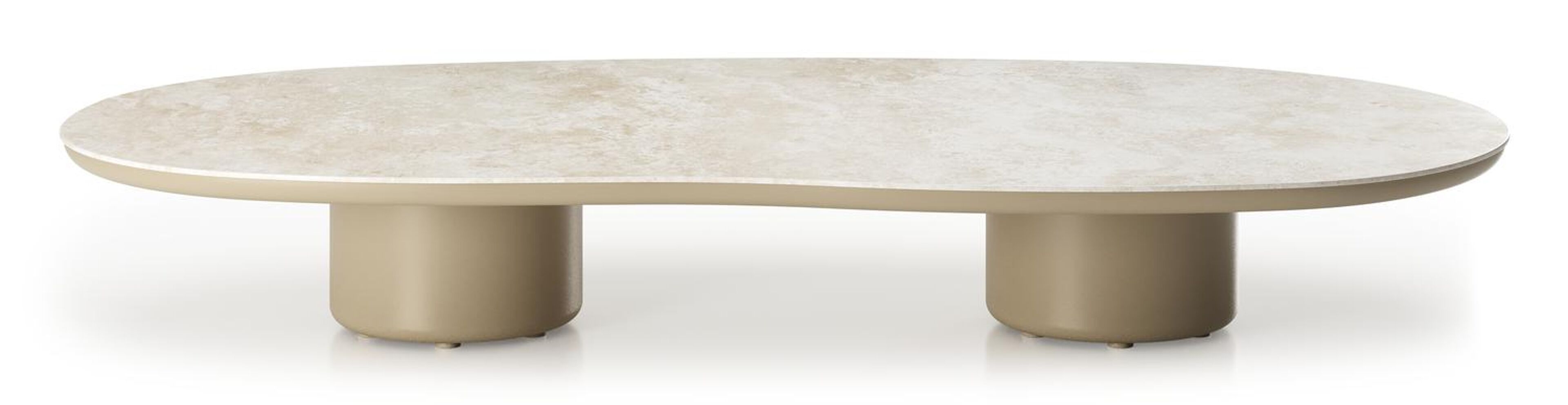 Amico loungetafel organisch in beige aluminium en volkeramiek Rapolano - L 170 x B 91 x H 25 cm