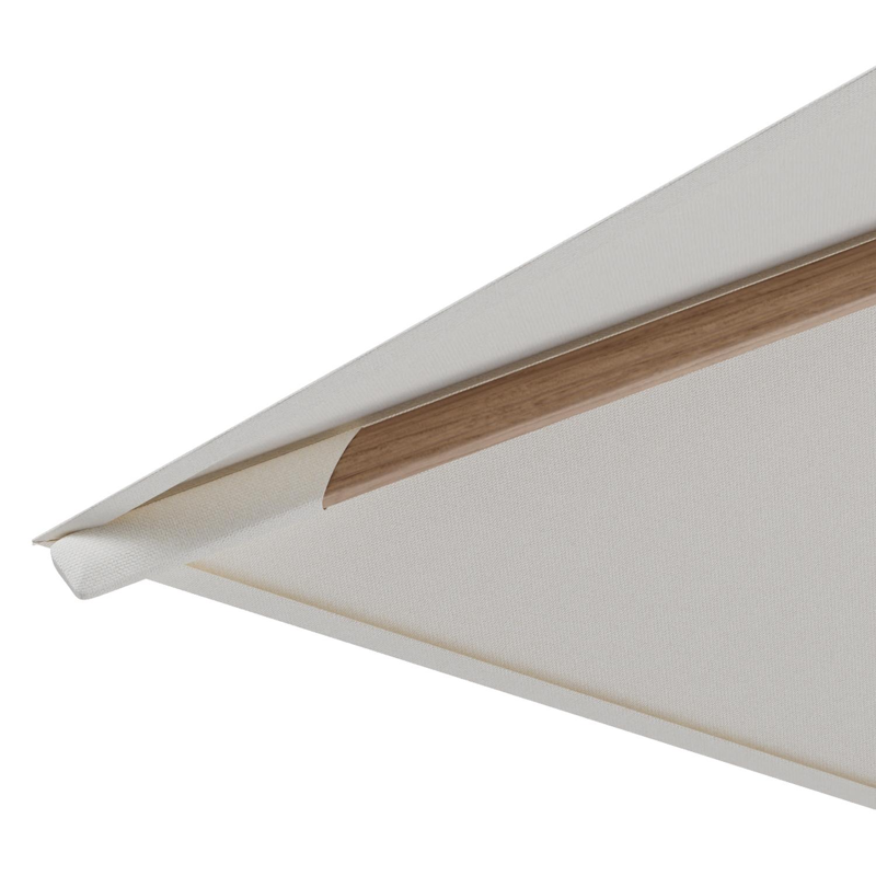 Rufina zweefparasol met tiltfunctie in houtlook aluminium en Natte White All Weather Sunbrella® Luxe parasoldoek - L1 300 x L2 300 cm met parasolvoet Minore 260 kg met wielen