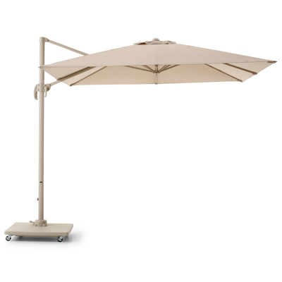Parasol pendant Calpe en aluminium beige et toile de parasol Weather+ Softtouch beige - Lg.1 270 x Lg.2 270 cm avec pied de parasol Calpe 70 kg
