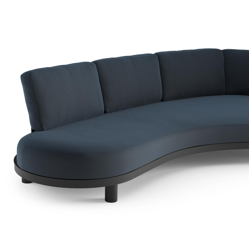 Donato loungebank in zwart aluminium met heritage indigo All Weather Sunbrella® luxe kussen
