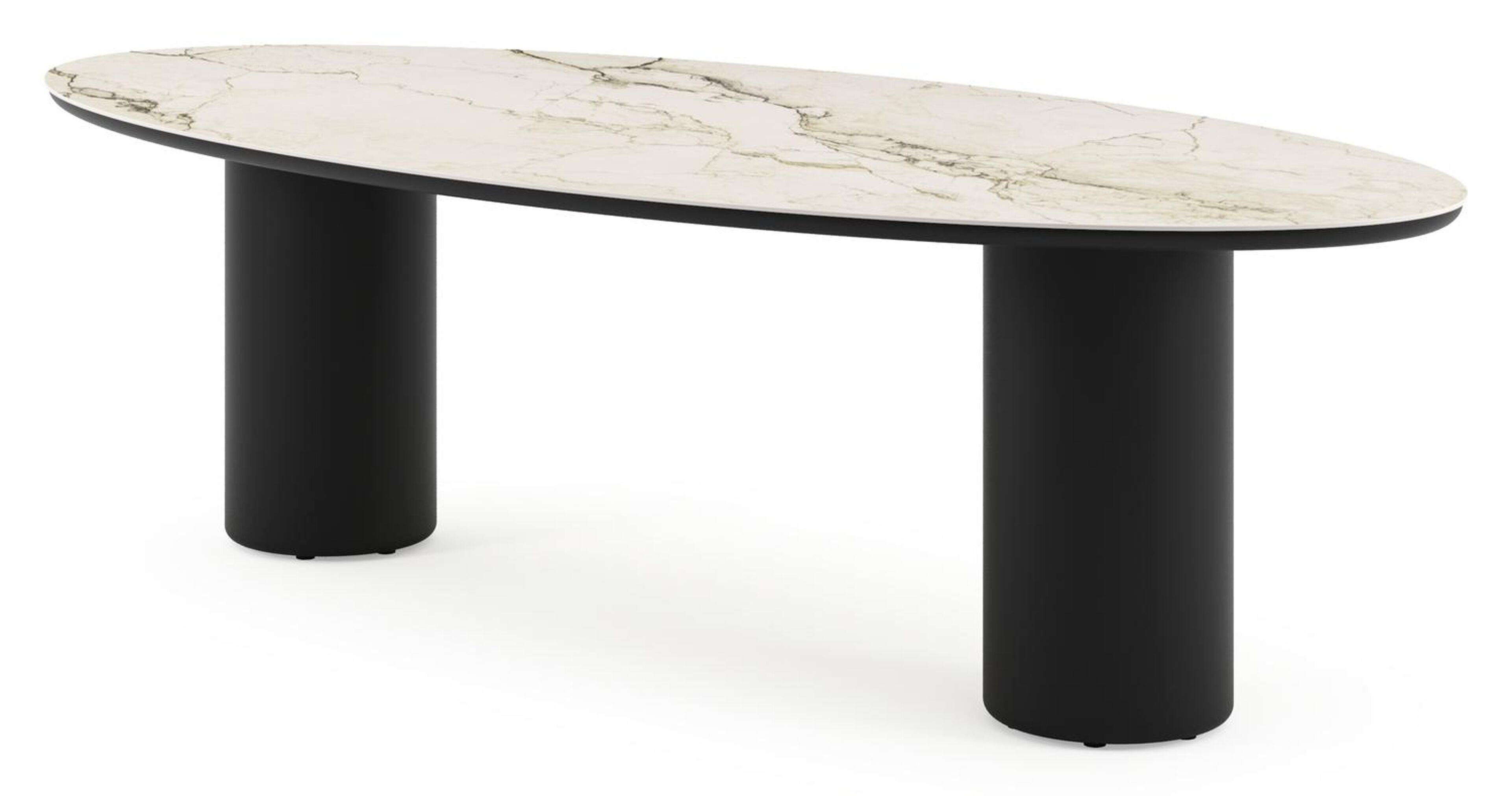 Amico tuintafel ovaal in zwart aluminium en volkeramiek Colorado Dunes - L 260 x B 125 x H 73.5 cm