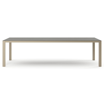 Table de jardin Como rectangulaire en aluminium beige et céramique pleine Calatorao - Lg. 280 x Lrg. 110 x Haut. 73 cm