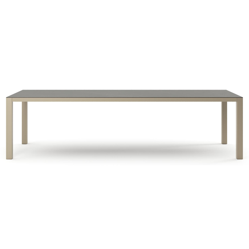 Table de jardin Como rectangulaire en aluminium beige et céramique pleine Calatorao - Lg. 280 x Lrg. 110 x Haut. 73 cm