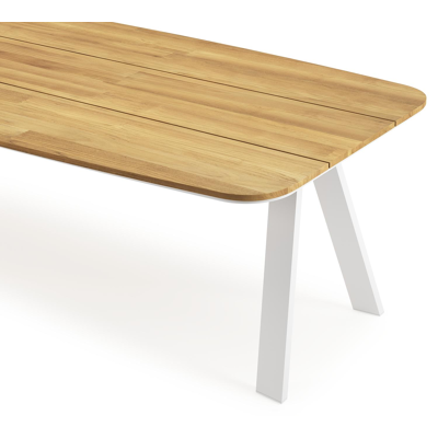 Cesano tuintafel in wit aluminium en teak - L 315 x B 115 x H 75 cm