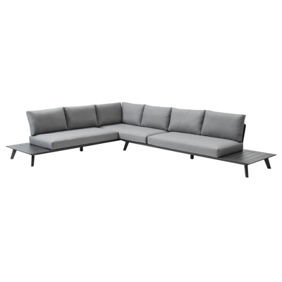 Puglia loungehoek in zwart aluminium met grijs weather+ softtouch kussens