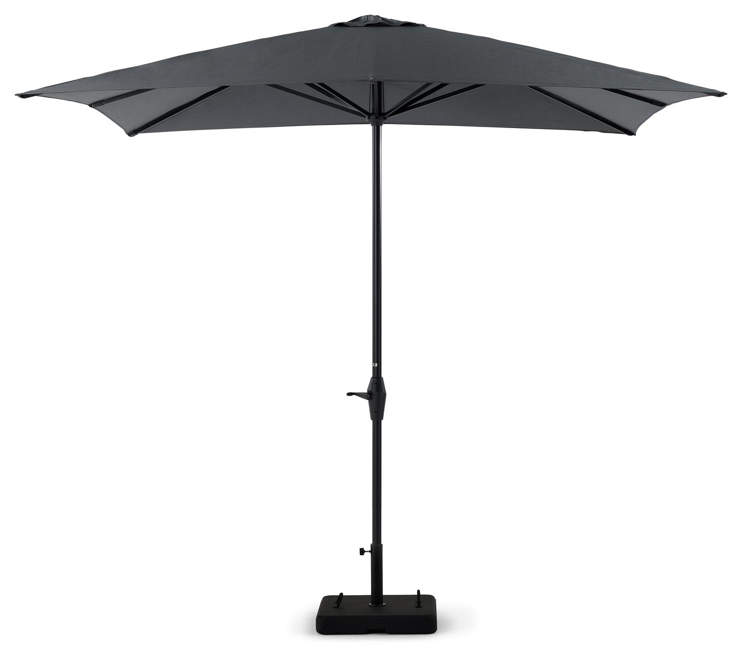 Viola staanparasol in zwart aluminium met grijs weather+ softtouch parasoldoek - L1 300 x L2 300 cm (met voet)