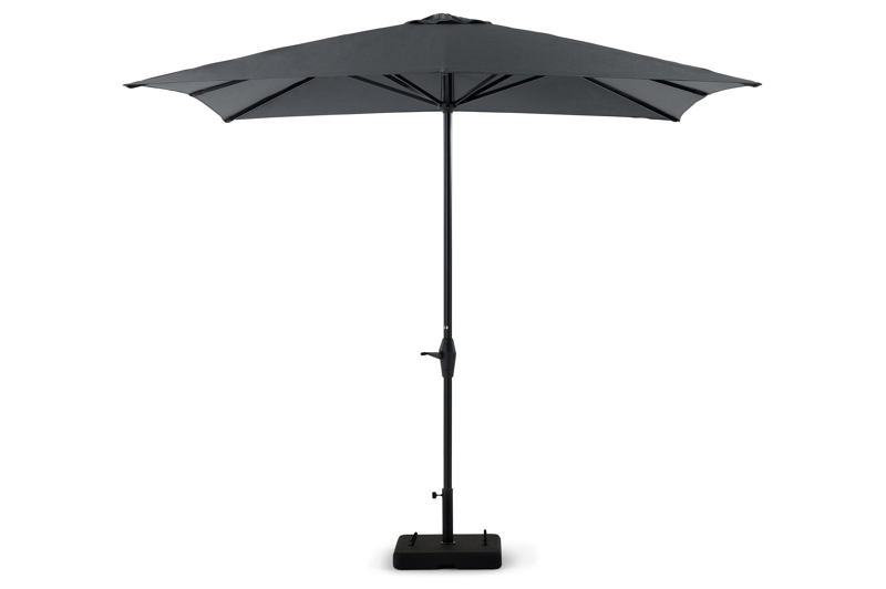 Viola staanparasol in zwart aluminium met grijs weather+ softtouch parasoldoek - L1 300 x L2 300 cm (met voet)