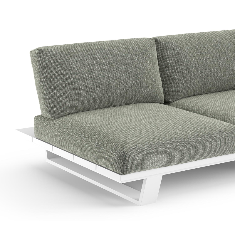 Pagino loungebank in wit aluminium met savane leaf all weather sunbrella® luxe kussen