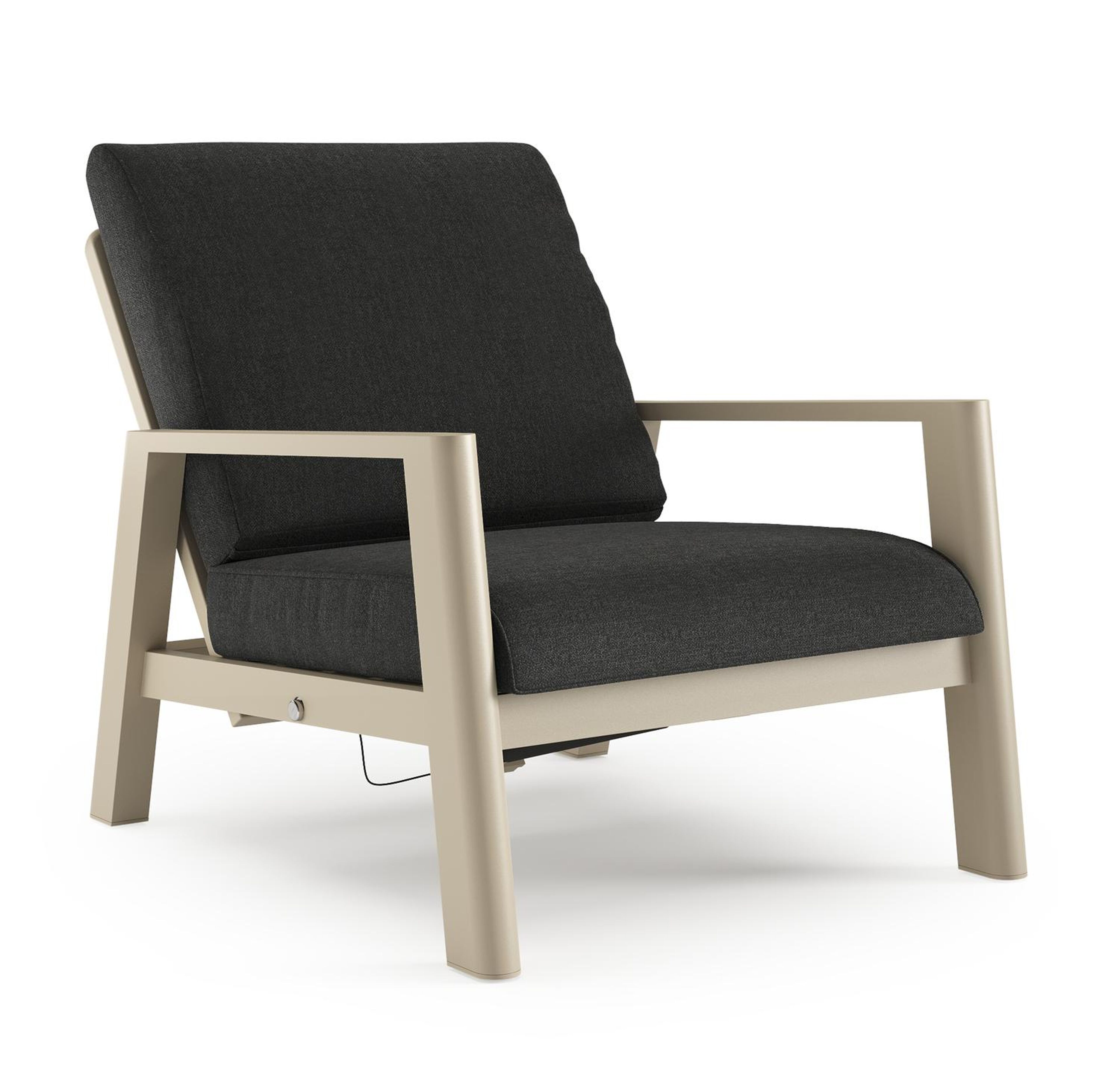 Cirello loungestoel 1-zit in beige aluminium met chartres sooty all weather sunbrella® luxe kussen