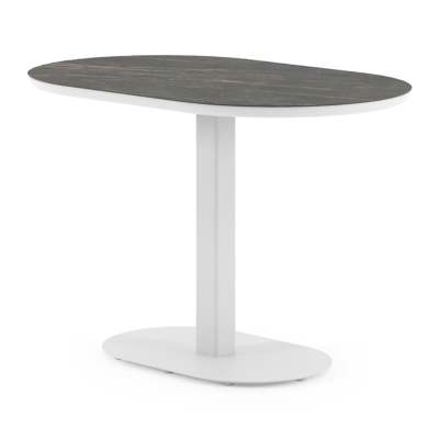 Teramo tuintafel bombo in wit aluminium en volkeramiek Black Obsession - L 110 x B 70 x H 73.7 cm