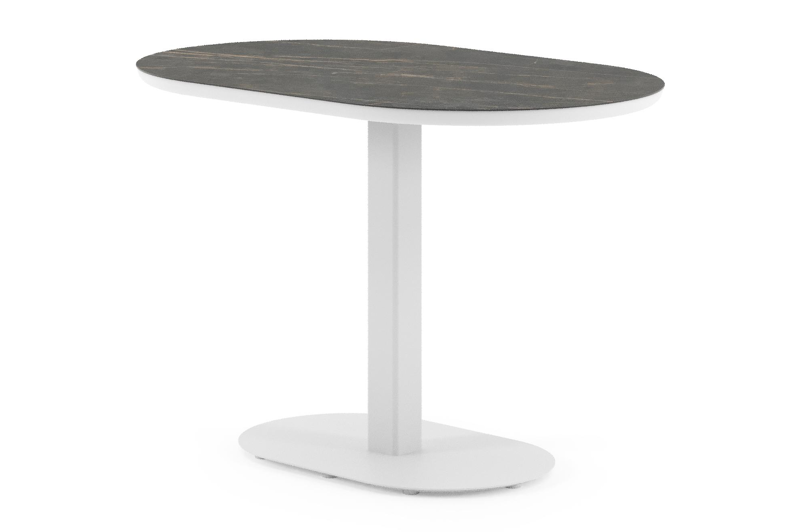 Teramo tuintafel bombo in wit aluminium en volkeramiek Black Obsession - L 110 x B 70 x H 73.7 cm