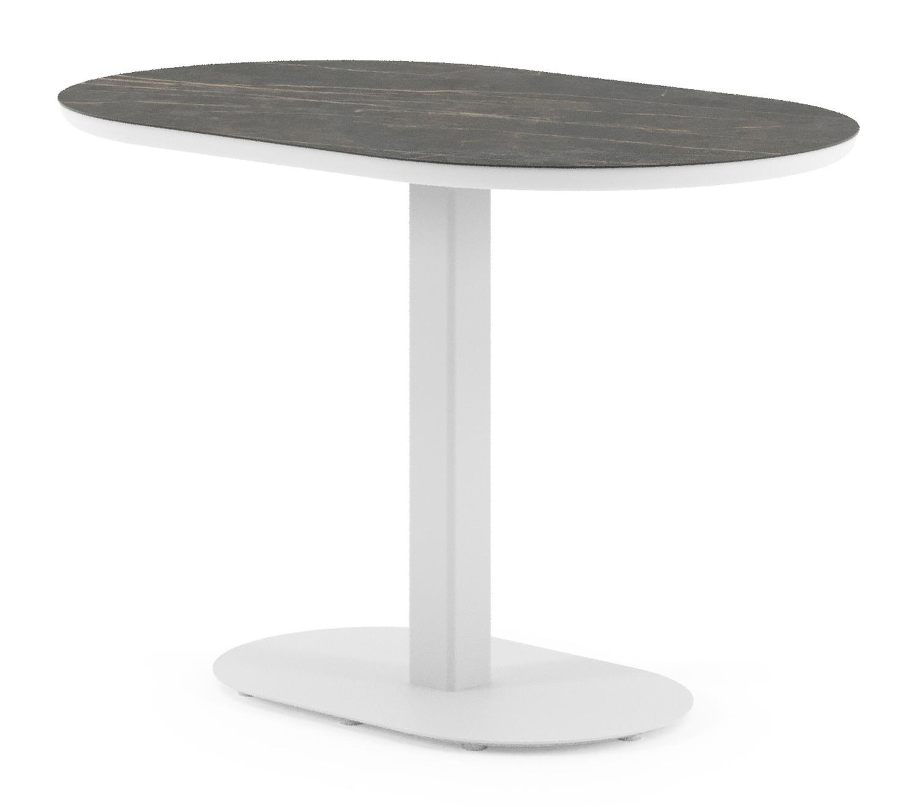 Teramo kantelbare tuintafel bombo in wit aluminium en volkeramiek Black Obsession - L 110 x B 70 x H 74 cm