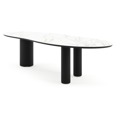 Amico tuintafel organisch in zwart aluminium en volkeramiek Calacatta - L 320 x B 120 x H 73.5 cm