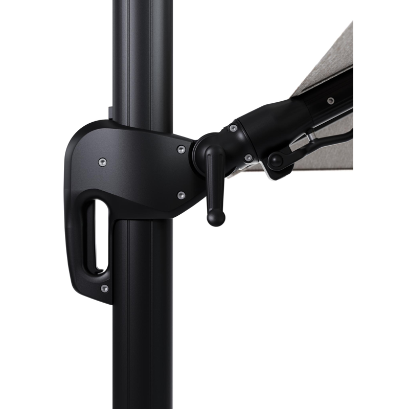 Parasol pendant Rufina avec fonction tilt en aluminium noir et toile de parasol en All Weather Sunbrella® Luxe Tundra Sand  - Lg.1 300 x Lg.2 300 cm (sans pied de parasol