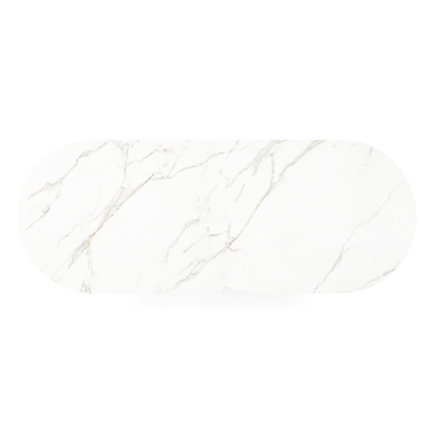 Como tuintafel ovaal in zwart aluminium en volkeramiek Calacatta - L 260 x B 100 x H 74 cm