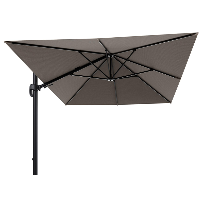 Rufina zweefparasol tiltfunctie in zwart aluminium en parasoldoek in All Weather Solica Firenze Earth - L1 400 x L2 300 cm (zonder voet) (zonder voet)