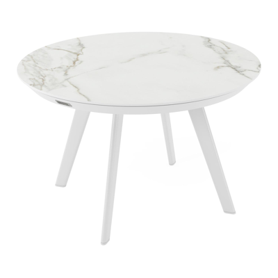 Rondo loungetafel in wit aluminium en calacatta volkeramiek - Dia. 65 X H 40 cm