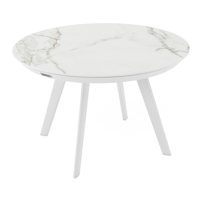 Rondo loungetafel in wit aluminium en calacatta volkeramiek - Dia. 65 x H 40 cm