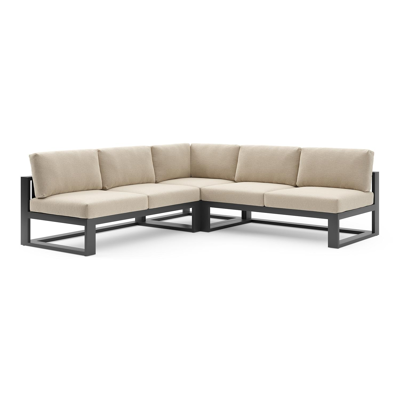 Verato loungehoek in zwart aluminium met althea chalk all weather cosytica kussen