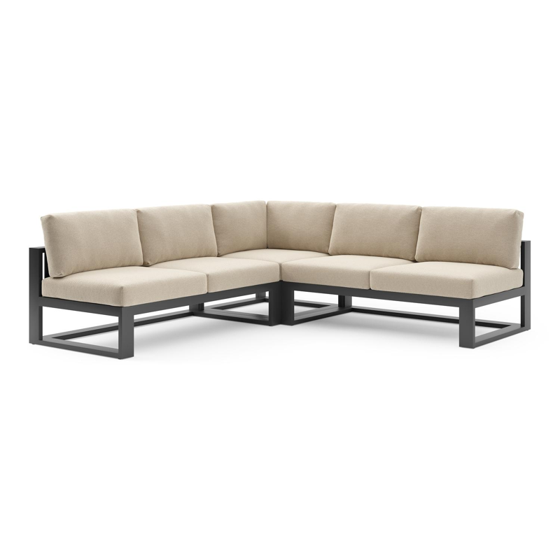 Verato loungehoek in zwart aluminium met althea chalk all weather cosytica kussen