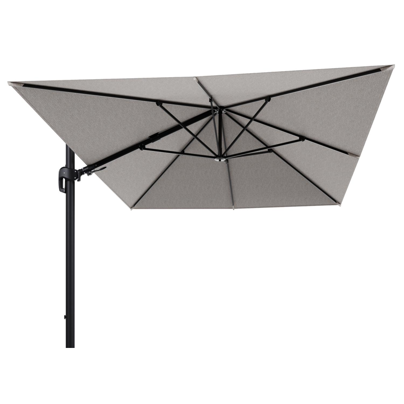 Parasol pendant Rufina avec fonction tilt en aluminium noir et toile de parasol en All Weather Sunbrella® Luxe Tundra Sand  - Lg.1 400 x Lg.2 300 cm (sans pied de parasol