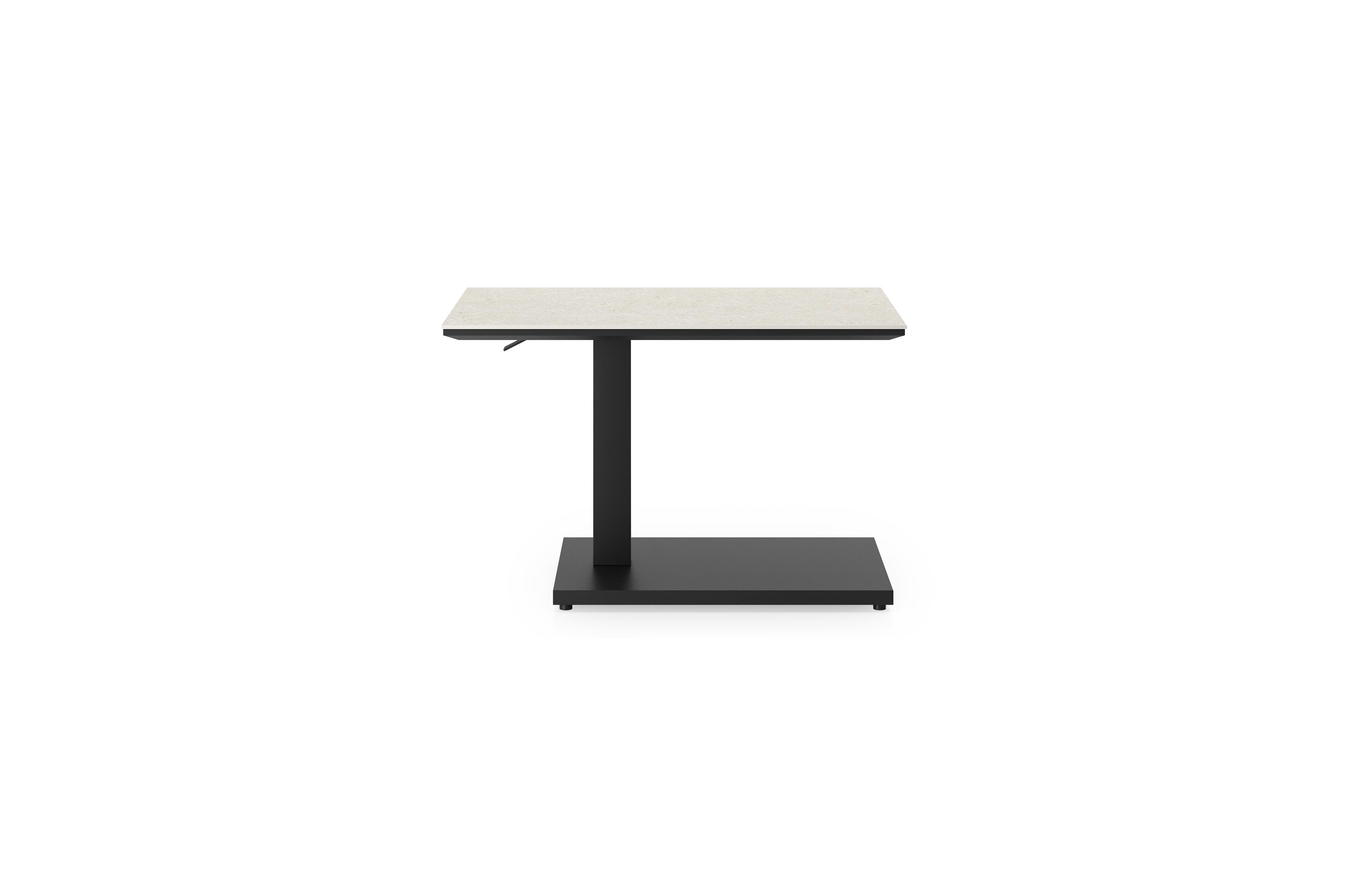 Cirello pop-up bijzettafel in zwart aluminium en shilin volkeramiek - L 70 x B 50 x H 44/66 cm