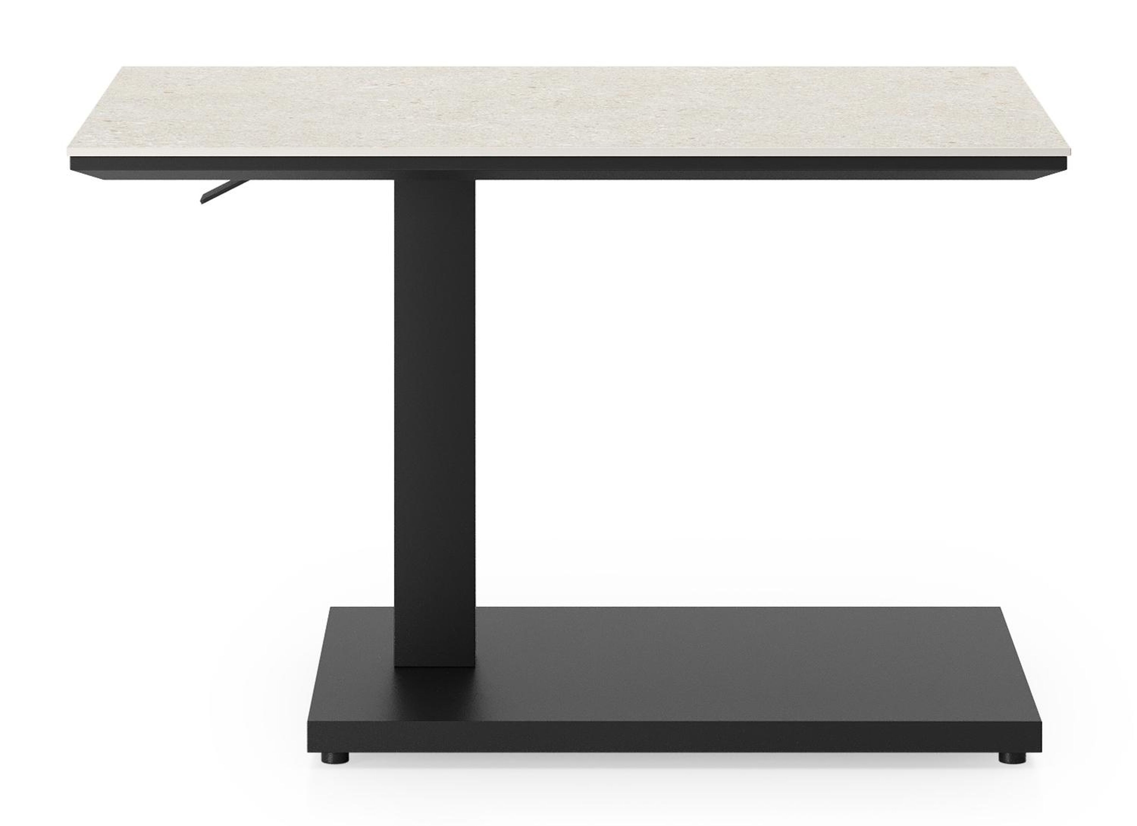 Cirello pop-up bijzettafel in zwart aluminium en shilin volkeramiek - L 70 x B 50 x H 44/66 cm