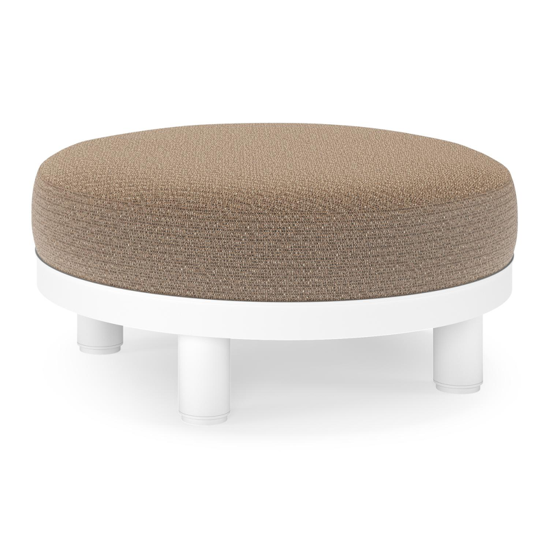 Donato lounge poef in wit aluminium met All Weather Solica Firenze Bamboe kussen