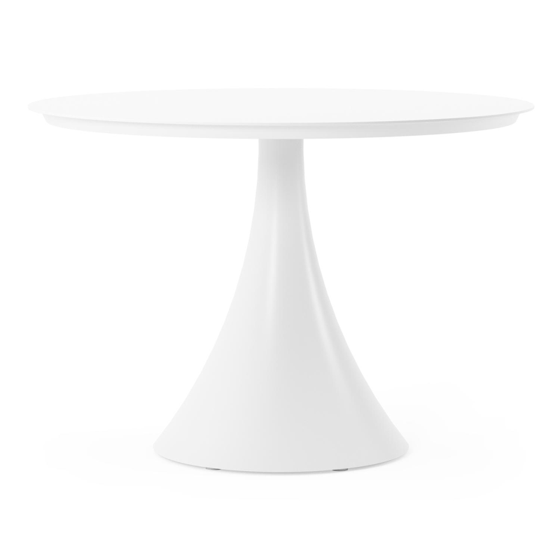 Table de jardin Fano ronde en aluminium blanc - Diam. 110 x Haut. 75 cm